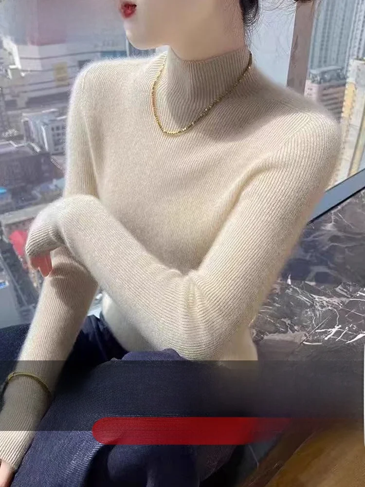 

Erdos осень-зима вязаный свитер Camere женский с высоким воротником мягкий пряжа базовый слой irt внутренняя одежда Long Sve Thermal