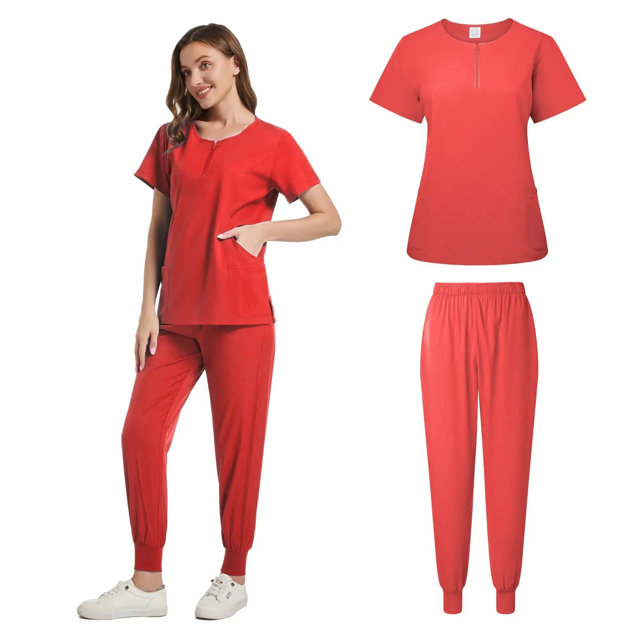 Tuta da donna Set corto Uniformi da lavoro Spa Salon Uniforme Abbigliamento da lavoro Set di scrub colorati per sala operatoria
