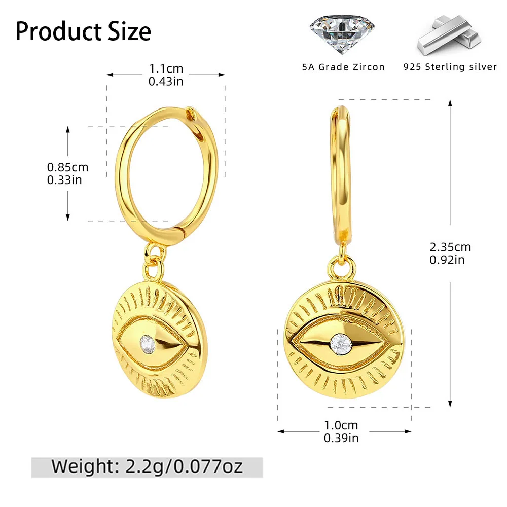 MIYEJI Real S925 Sterling Silver Zircon Eye Guard Mystery Hoop Earrings For Unisex Daily Wear Hiphop Fine Jewelry Accessible