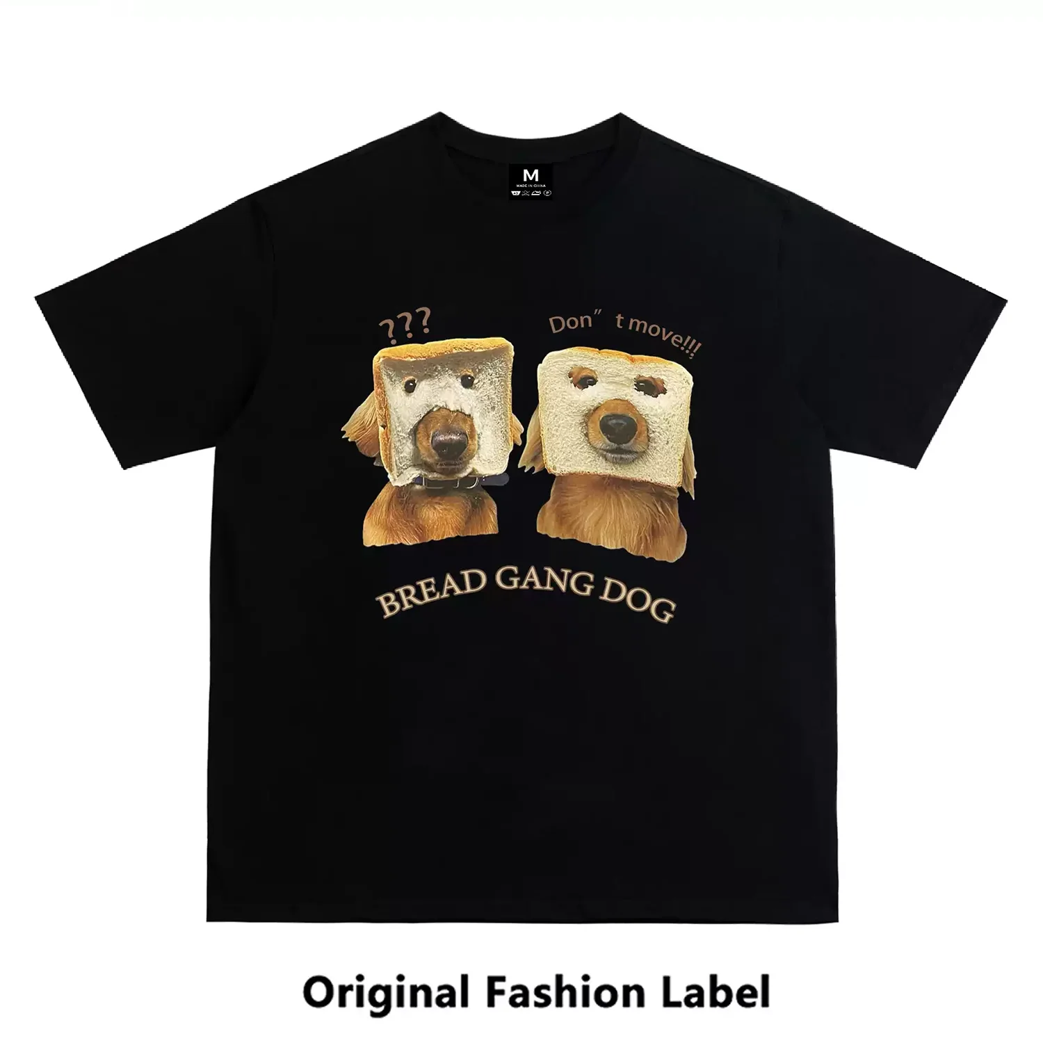 Unisex American-Style Summer T-Shirt Bread Dog Print Loose-Fitting Versatile Streetwear for Couples Trendy Casual Top