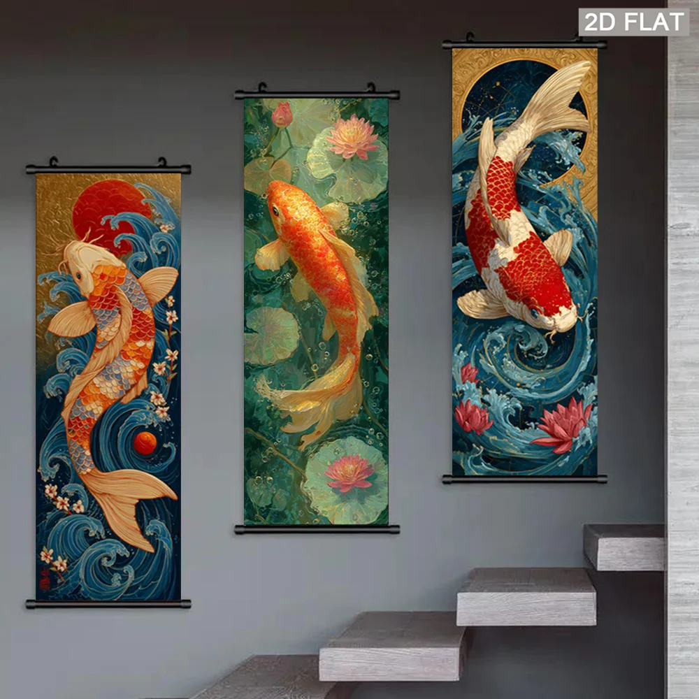 VIKAMA Neon Japanese Framed Wall Art Cyberpunk Vertical Tapestry Decor for Bedroom Living Room Home Japanese Culture Gift
