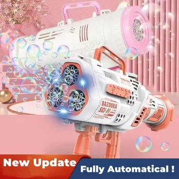 Bazooka bubble machine, 2023 upgrade LED bubble machine with 68 holes rocket, kids adults birthday party wedding outdoor game