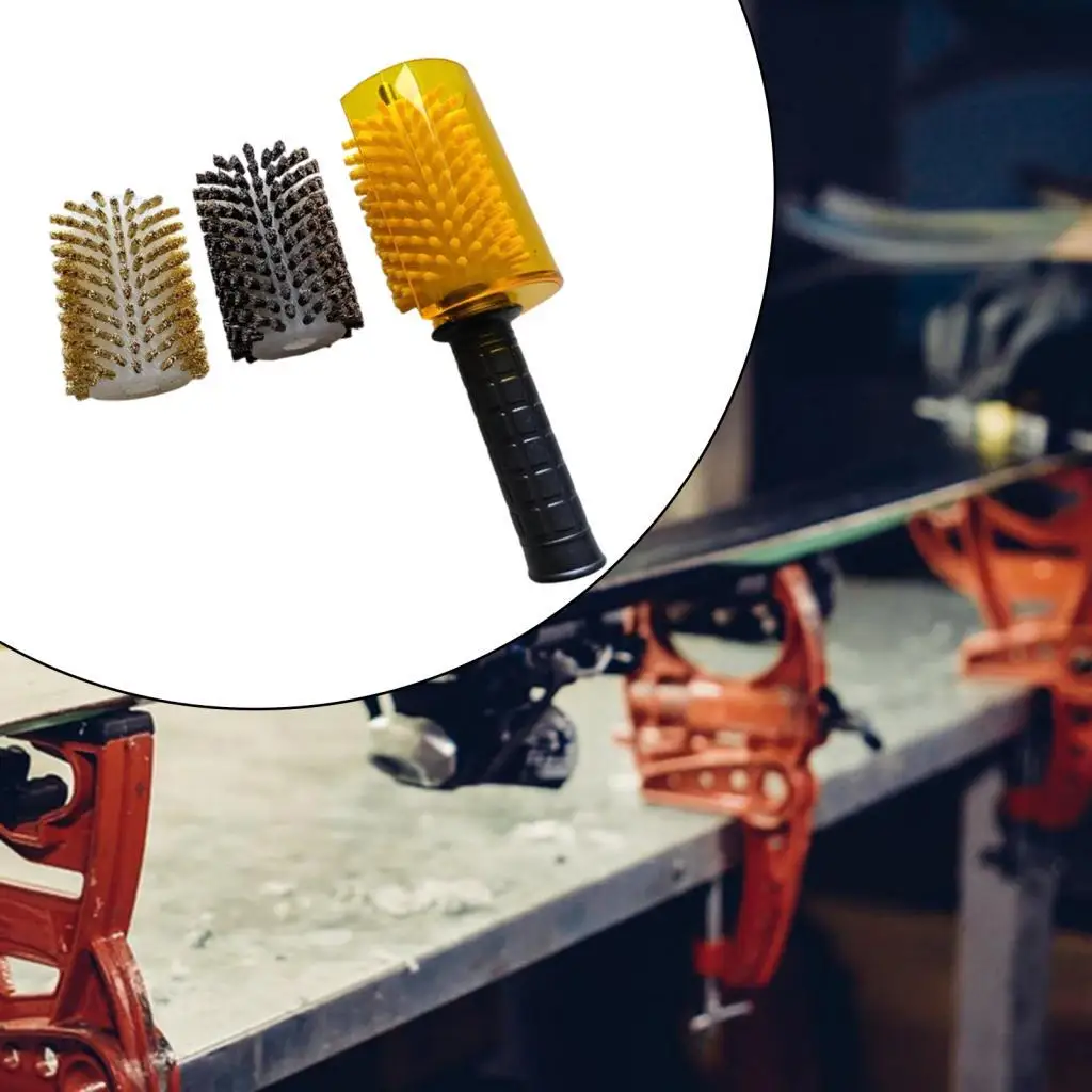 ชุดแปรงขี้ผึ้งสโนว์บอร์ดที่มีประสิทธิภาพพร้อมฝาครอบด้ามจับเพลา แปรงลูกกลิ้งไฟฟ้า ชุดแปรงสกี แปรงแว็กซ์สกี แปรงขี้ผึ้งสกี