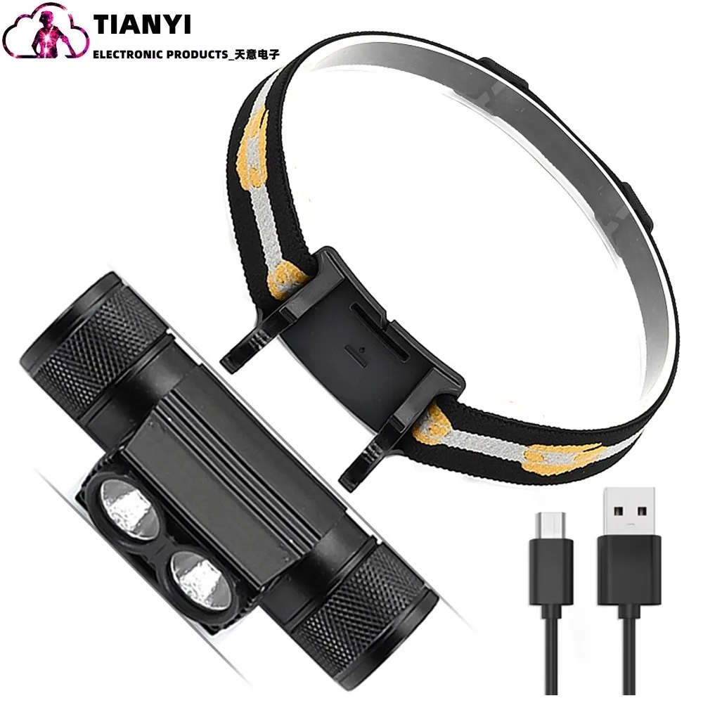 D25 dual light fixed focus strong bald wearing light small easy to carry waterproof outdoor lighting L2 lamp beads