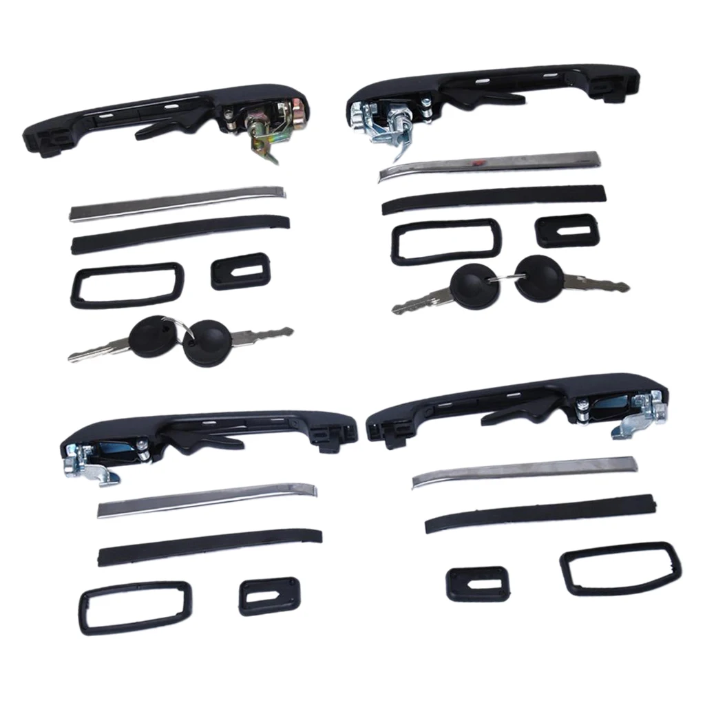 4 Set Car Door Handles Auto Front Rear Exterior Door Handle Replacement & Gaskets For  GOLF/JETTA MK2 Car Accessories