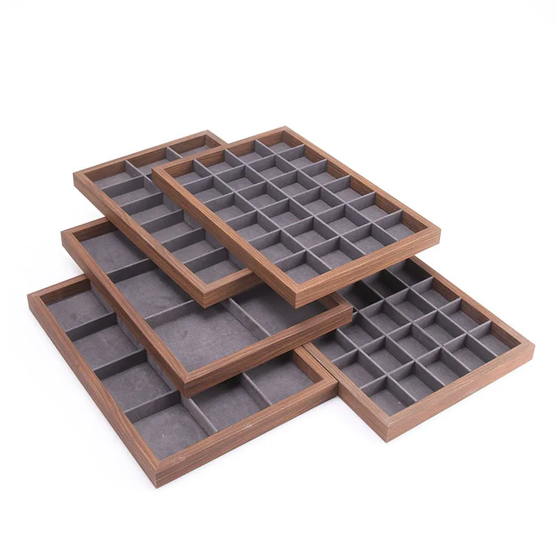 

Поднос для ювелирных изделий Орех Темно-серый Кольцо Ожерелье Серьги Коробка для хранения Браслет Орнамент Браслет Футляр для ювелирных изделий