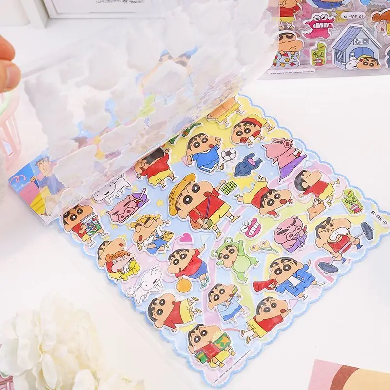 Divertente simpatico cartone animato Shin-chan adesivi per la casa 3D a doppio strato decorazione fai da te laptop telefono frigorifero adesivi a bolle grandi