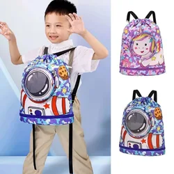 Cartoon Unicorn Kids Swimming Bag for Beach Pool Shoe Compartment Backpack Travel Waterproof Storage Bag for Boys & Girls