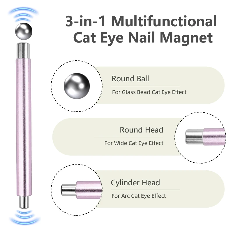 Round Ball Nail Cat Eye Magnet Stick Strong Magnetic Wand for Glass Bead Chasing Light Cat Eye Gel Polish Nail Art Manicure Tool