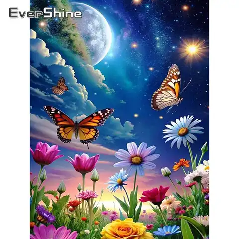 Evershine Diamond Painting Daisy Moon New Arrival Diamond Mosaic Butterfly Picture Embroidery Landscape Rhinestones Home Decor