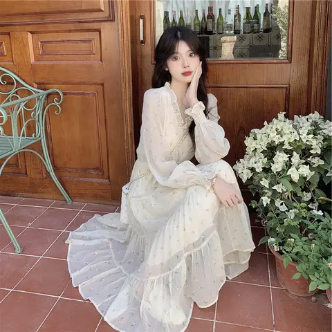 लंबी आस्तीन वाली पुष्प शिफॉन पोशाक प्रसवोत्तर महिला स्तनपान पोशाक ग्रीष्मकालीन ड्रॉस्ट्रिंग कमर मातृत्व नर्सिंग पोशाक स्तनपान 10 best sales मातृत्व मैक्सी ड्रेस - №6