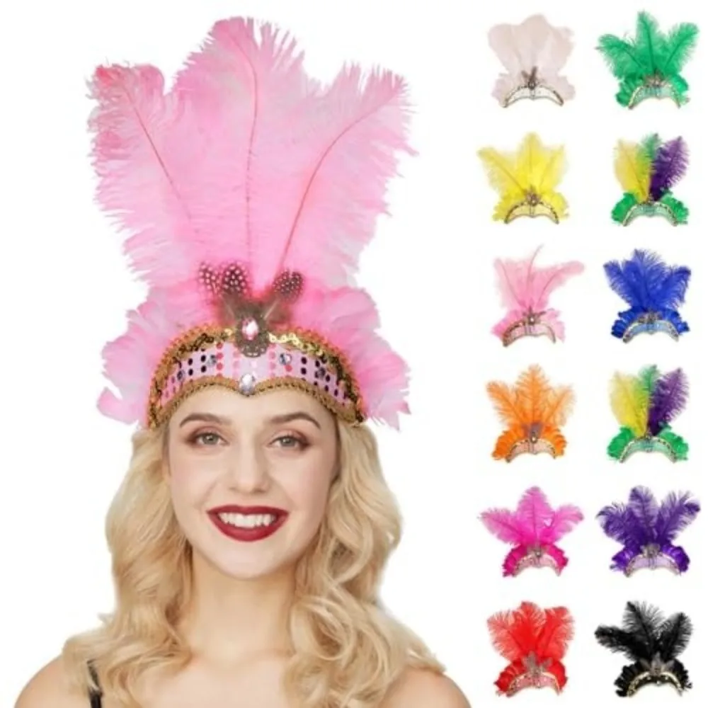 

Colorful Feather Headpiece Stage Performance Brazilian Carnival Showgirl Headband Decorative Stage Headpiece