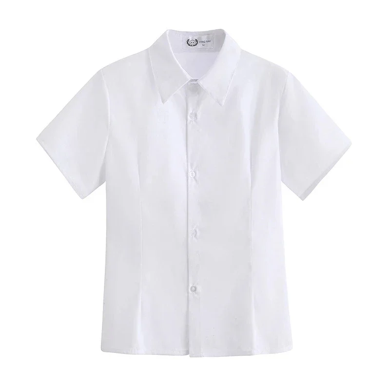 Calda ragazza coreana uniforme scolastica College Wind Jk camicia estiva nuovo scollo a V manica corta uniforme da lavoro studente top camicia bianca allentata