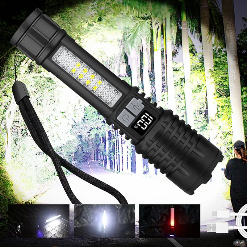 Ultra Powerful Torch Rechargeable Flashlight Military Tactical Lantern ABS Portable Camping Emergency High Power Led Flashlight