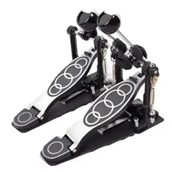 Twin Foot Pedal, Bass Drum Pedal 2 Way Beater Heads No Slip Pedal Two Chain Drive Pedal for Electronic Drums Jazz Kick Drums