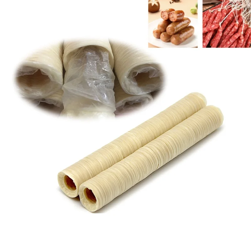 15M Dry Sausage Casing Stuff Sausage Sleeve 17/20/23/26/30mm Caliber Suitable for Homemade Hot Dog Packaging Tools