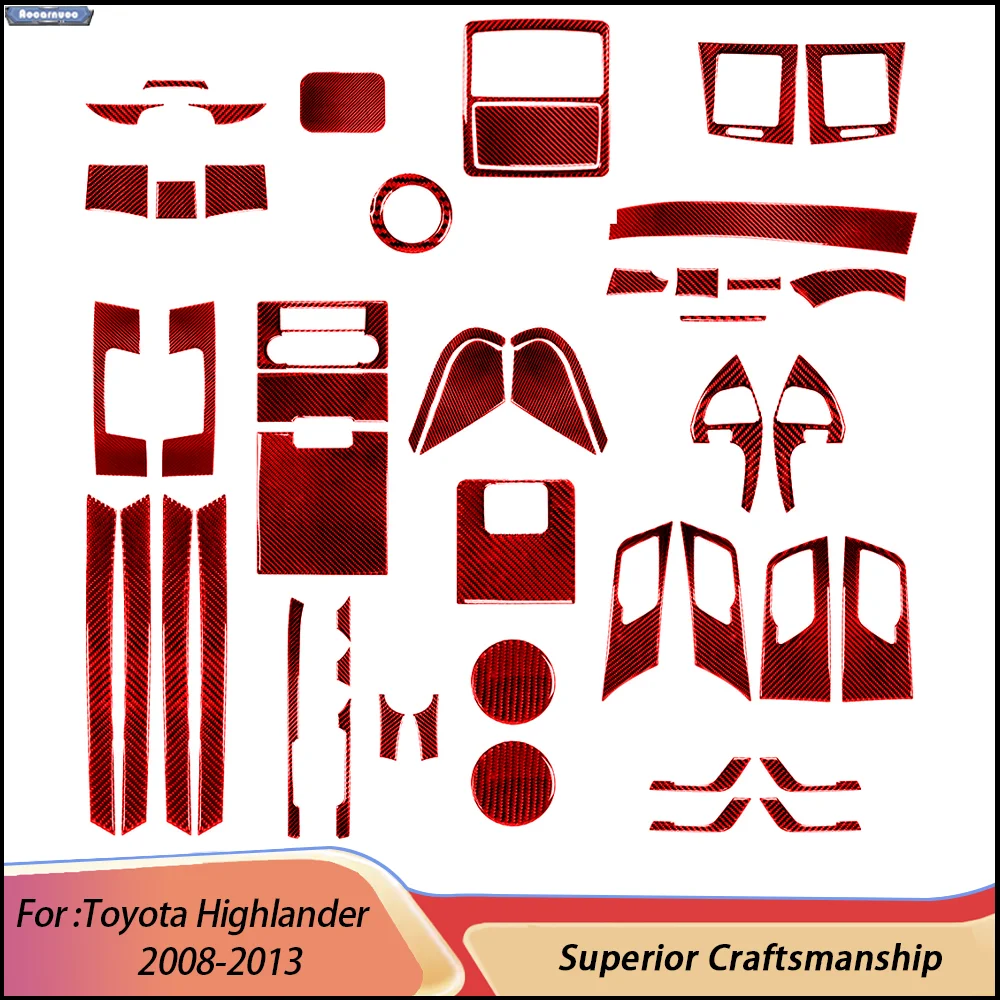 For Toyota Highlander 2008-2013 Red Carbon Fiber Car Stickers Car Interior Decorative Accessories