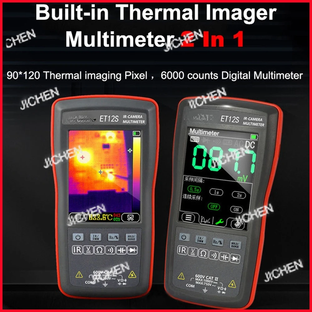 2 In 1 Thermal Imaging Multimeter ET11S/ET12S 90*32 Digital Touch Screen Multifunction Voltmeter, Professional Multimeter Tool