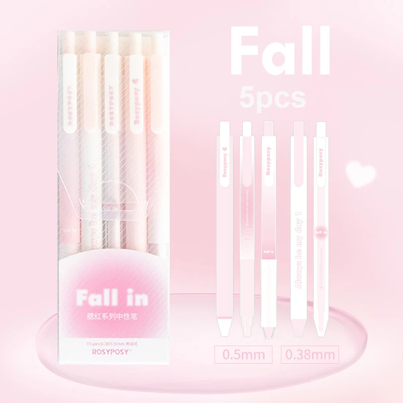 5Pcs Rosyposy Poeder Blusher Gel Pen Meisje Hart Druk Pen Goedkope Kawaii Briefpapier Kantoor Accessoires Pennen Voor Het Schrijven