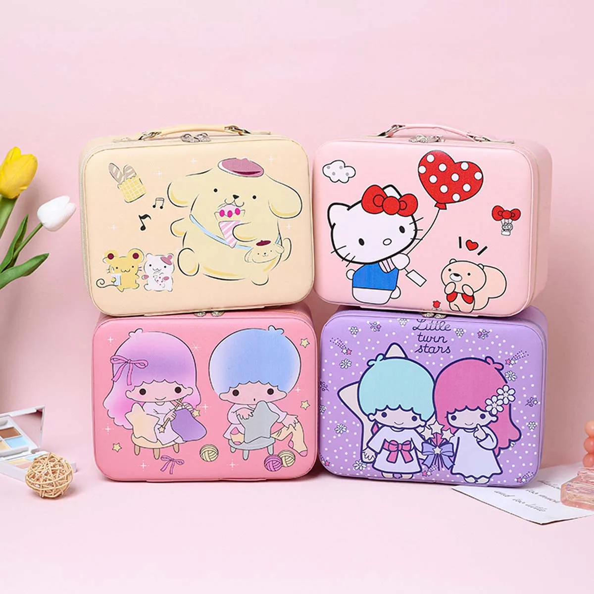 Instagram wind super hot makeup bag Portable travel large capacity girl heart cute suitcase Japanese Korean multi-functional