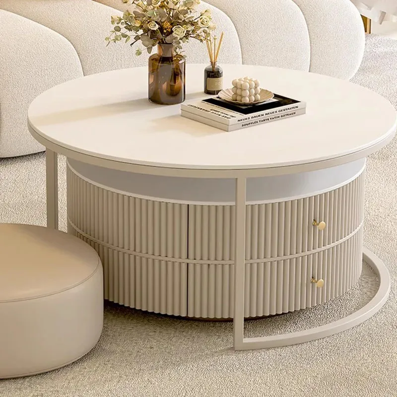 Dining Coffee Table Center White Round Console Modern Table Side Living Room Accent Muebles Para El Hogar Home Decorations