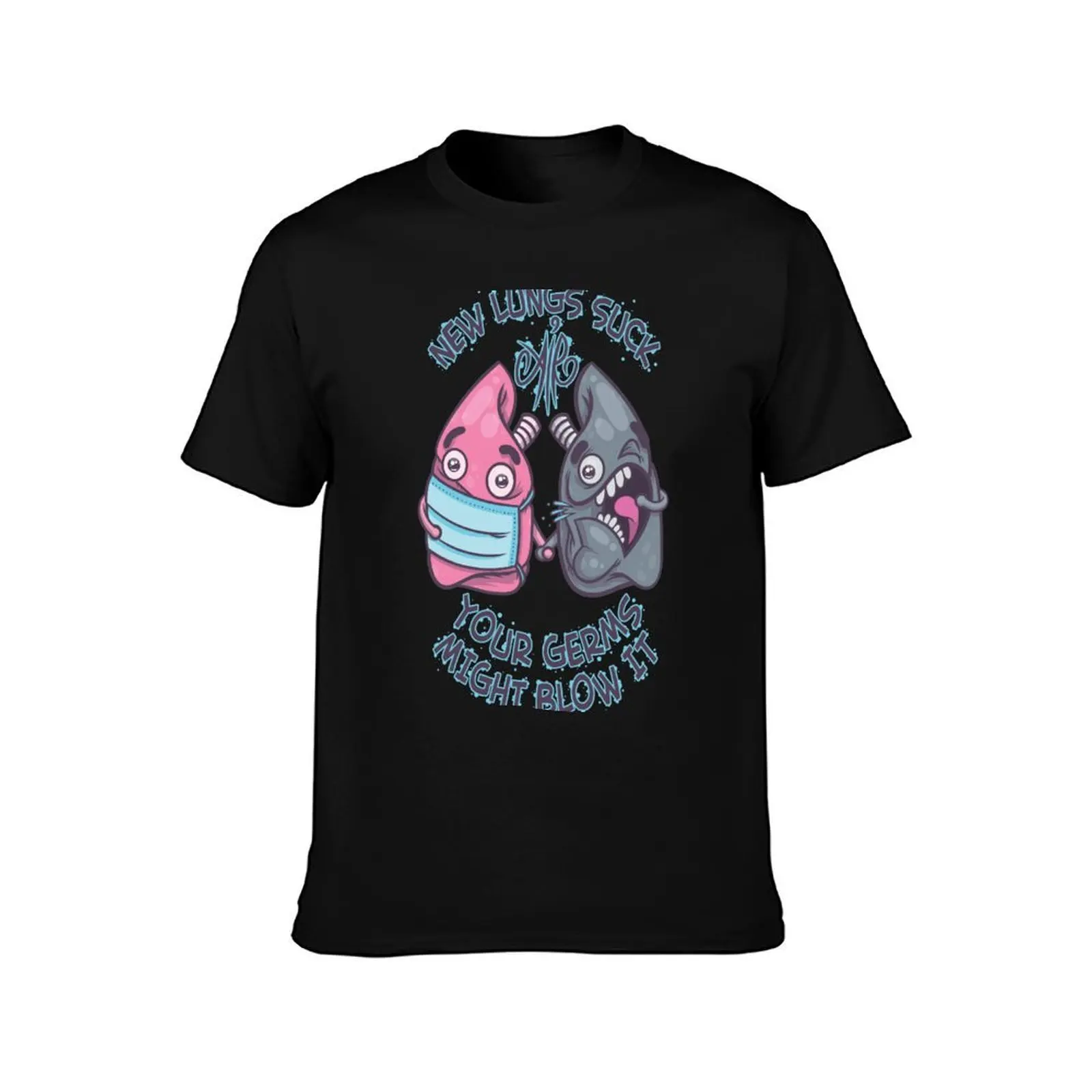New Lungs T-Shirt, Summer Casual Cotton Tee, Oversized Streetwear Tops, Vintage Graphic Print, Loose Fit Short Sleeve