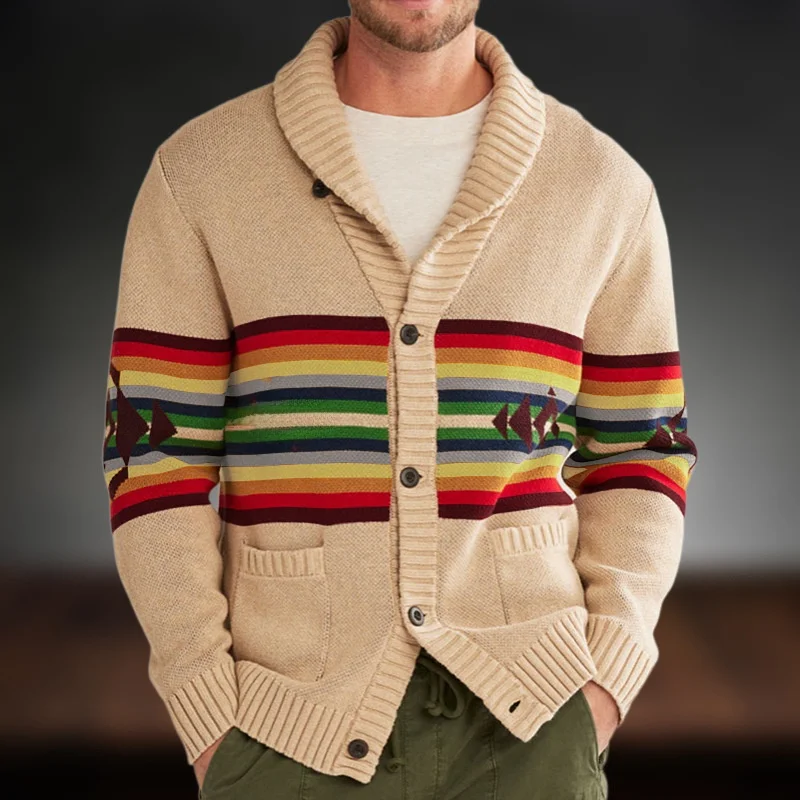 

Осенне-зимний утепленный вязаный свитер, мужской модный повседневный кардиган с откидным воротником, верхняя одежда с вышивкой пряжей SY0202