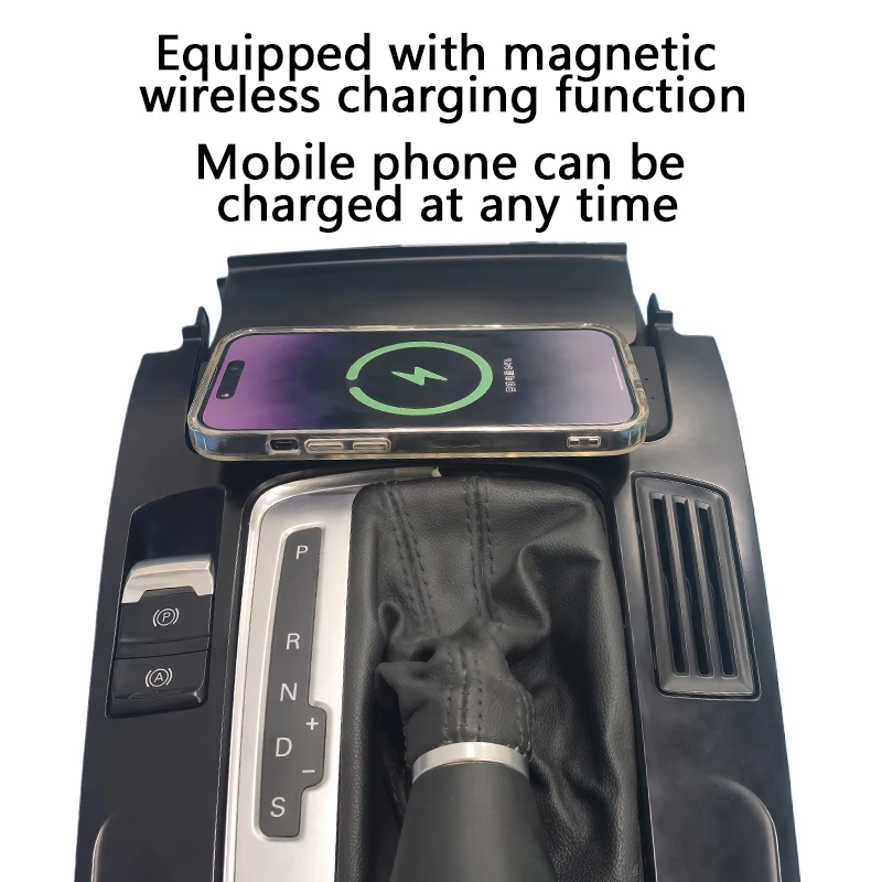 For Audi Q5/A4L/A5/RS4/RS5 magnetic wireless car charger with built-in retractable data cable for fast charging For Samsung