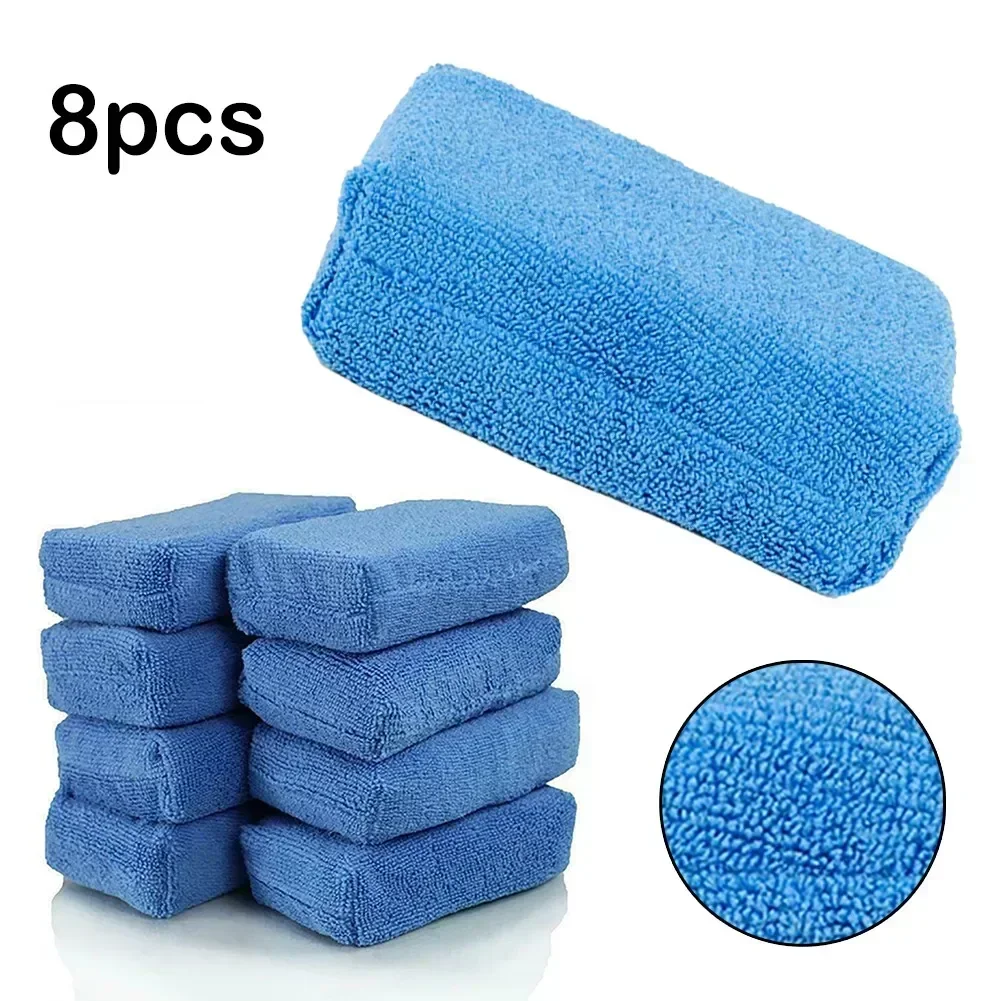 4/8 Pcs Car Cleaning Sponge Microfiber Wax Polish Applicator Detailing Washing Towel Pads Car Products Washing Accessories