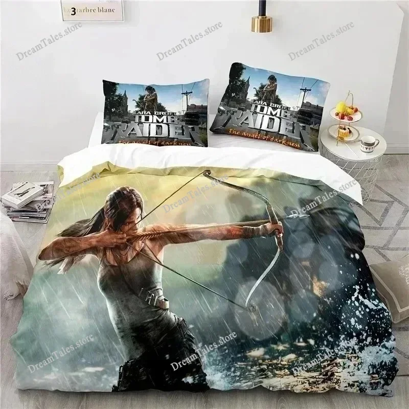 New Tomb Raider Bedding Set Single Twin Full Queen King Size Bed Set Adult Kid Bedroom Duvet Cover Sets 3D Print Game Anime741
