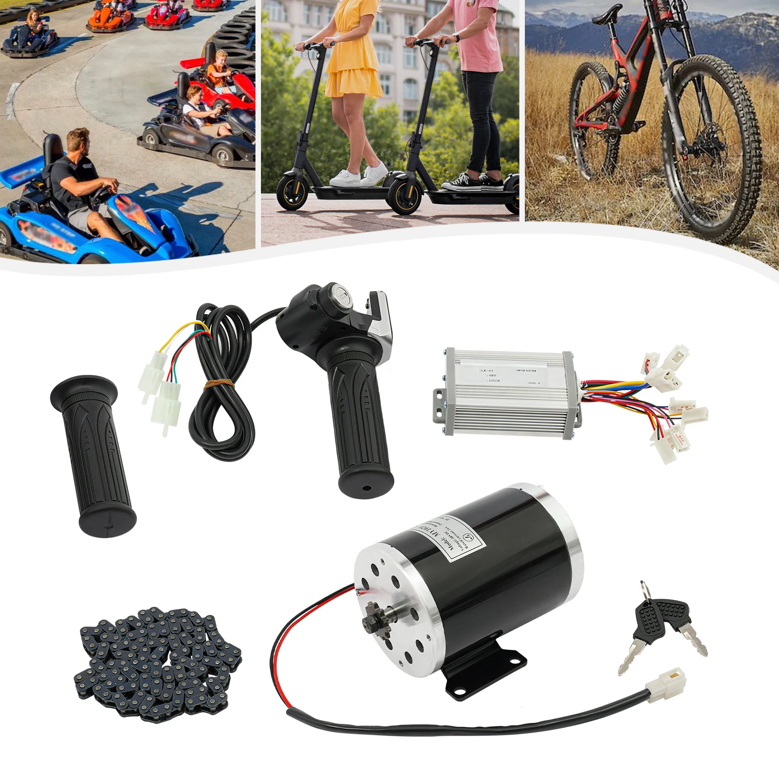 

Brushed DC Motor Kit,1000W,3000RPM,For Scooters & Electric Bikes,Load 120kg,Anti-Slip,2*Keys 1 Pair*Throttles,