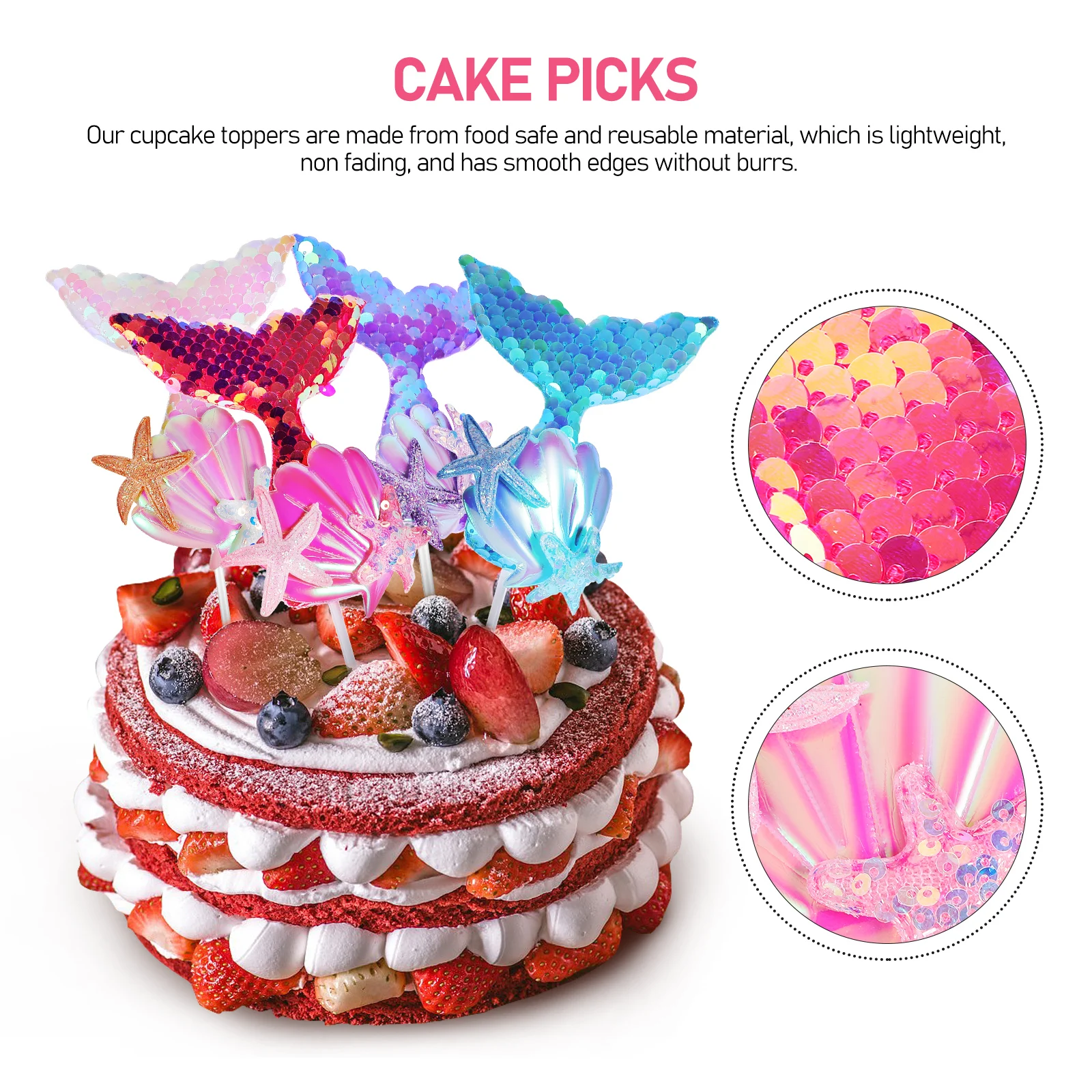 

6pcs Marine Mermaid Mermaid Cupcake Toppers Tail Cake Decorations Birthday Party UnderSea Cupcake Toppers Educational Toy