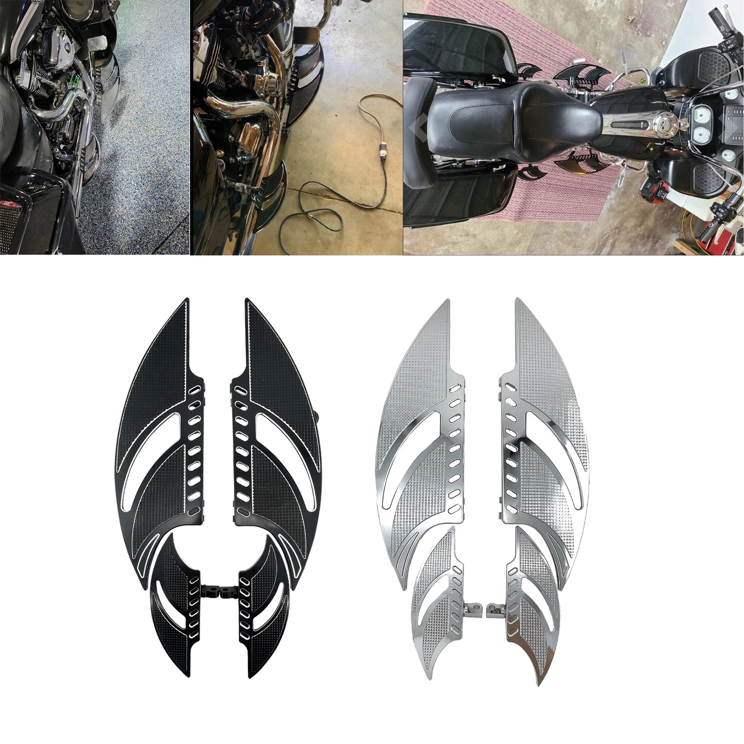

Driver Passenger Floorboards Foot Pegs Rest Padel For Harley Touring Electra Glide FLHT Softail Dyna