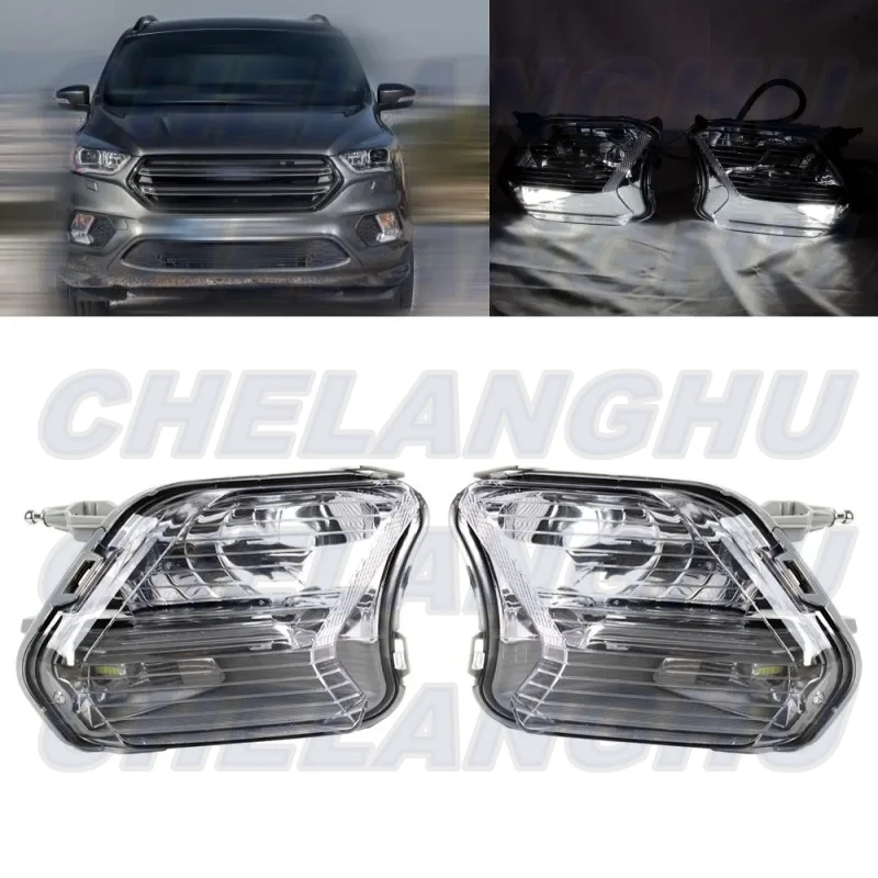 

LED Fog Lights For Ford Escape Kuga 2017 Left +Right Side Front Bumper Fog Lamp Car accessories