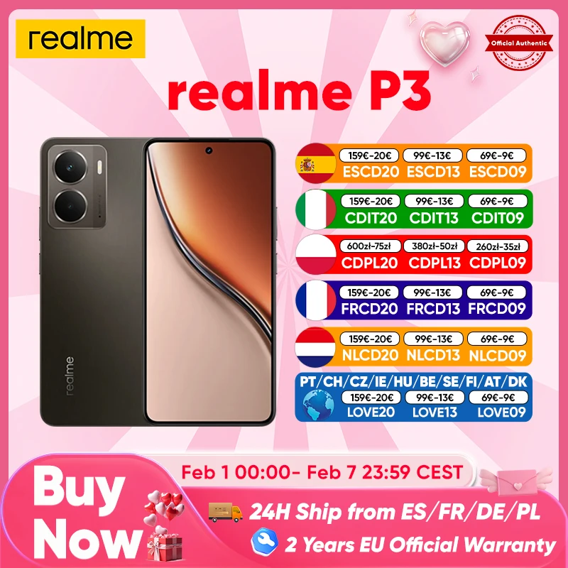 realme P3 5G Smartphone Android AI Snapdragon 6 Gen 4 Ecran AMOLED 6.67'' 120Hz Batterie 5260mAh Caméra AI 50MP Version mondiale