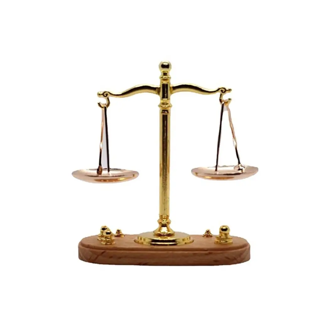 Antique Simulation Balance Scale DIY Craft Mini Balance Model 1/12 Dollhouse Traditional Design Justice Scale Model Kids Gift