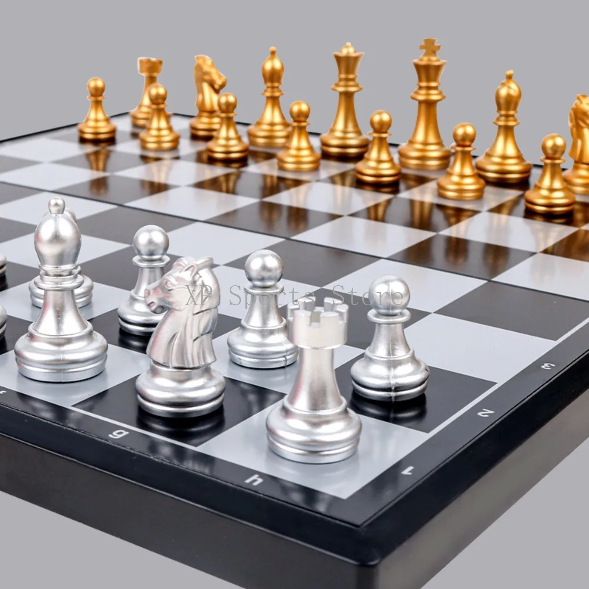 

Kids/Primary Students Chess Set - Large Size, Magnetic Pieces, Gold-Silver Board, Specialized for School Competitions & Practice