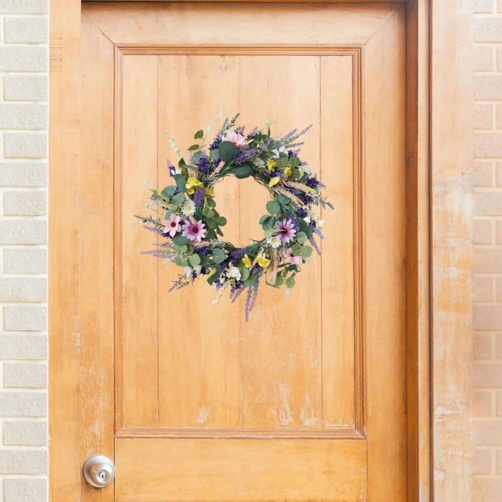 Lavender Wreath with Green Leaves for Front Door for Wall Porch All Seasons