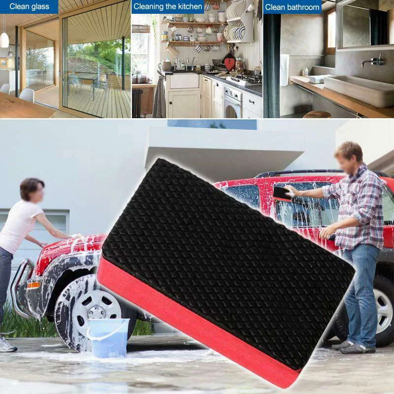 Wax Car Clay Wash Mud Volcanic mud 3pcs/kit Polish Replacement Sponge Block Accessories Black & Red Cleaning Eraser
