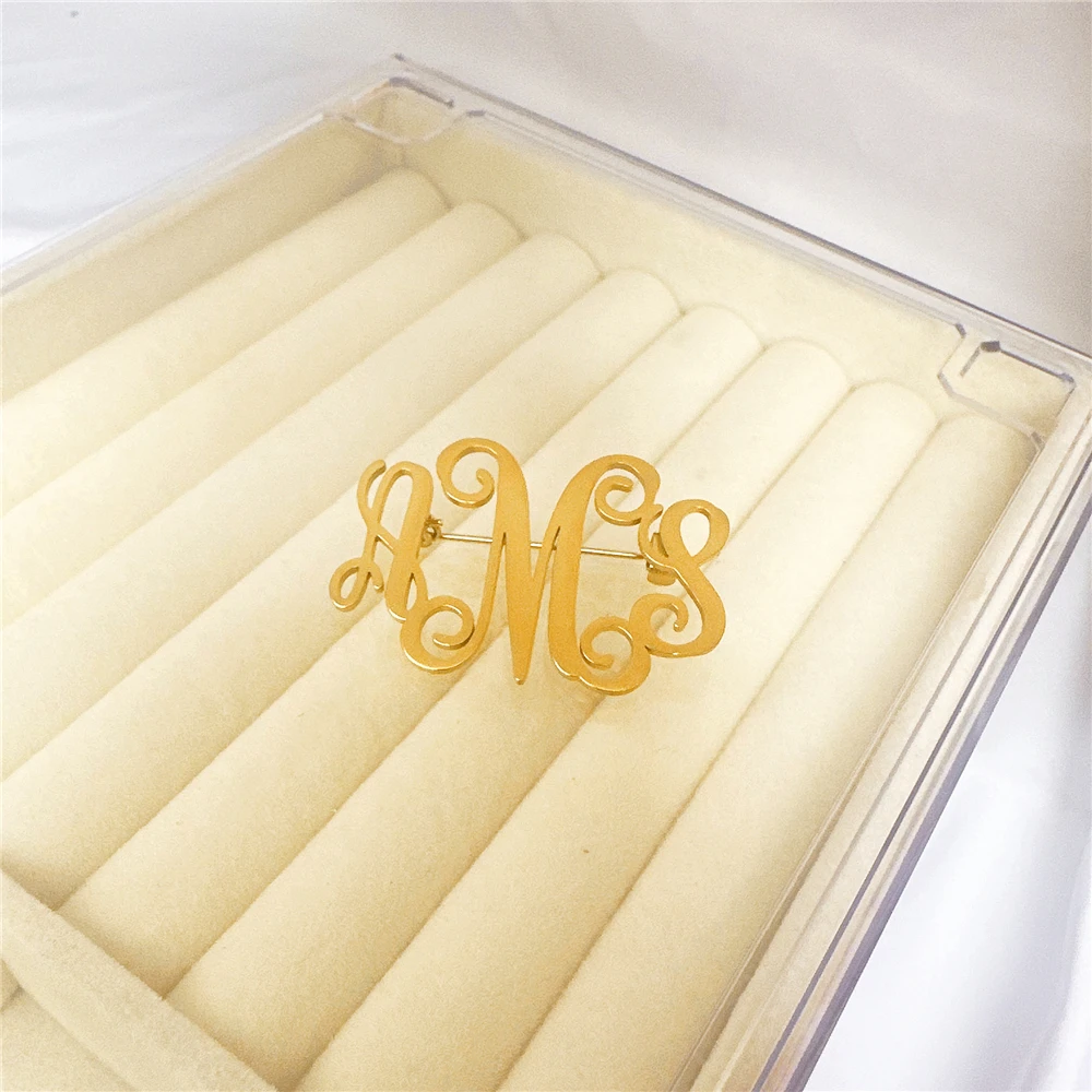 Personalized Customized Name Brooches For Women Men Gold Color Stainless Steel Letter Pin Badges Brooch Fashion Jewelry