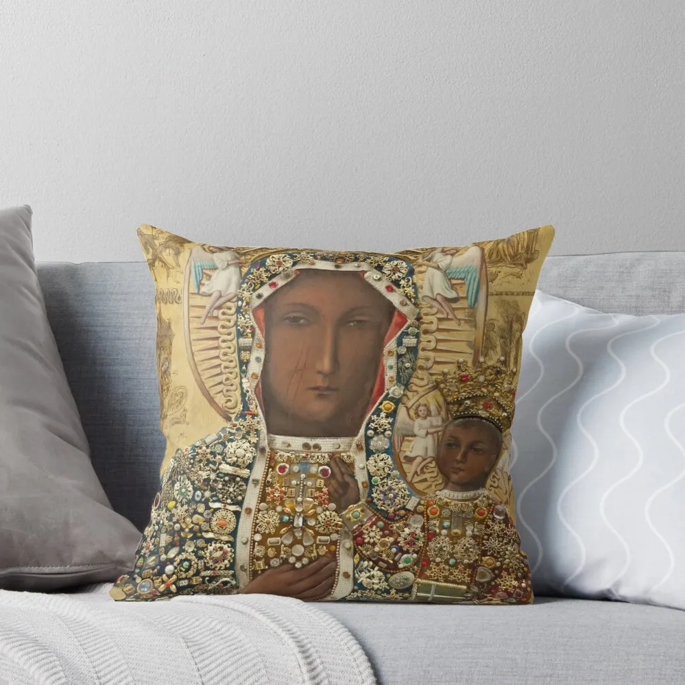 

Our Lady of Czestochowa Bejeweled Picture Throw Pillow Christmas Pillow Covers Anime Sofa Covers For Living Room