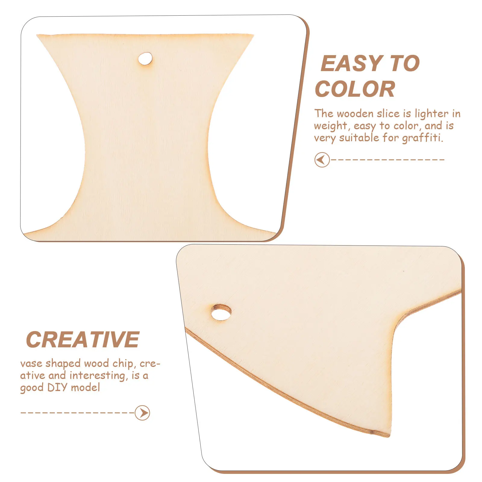 

10Pcs Vase Wooden Slices Unfinished DIY Craft Supplies Creative Hanging Decoration Wood Cutouts for Handmade Art