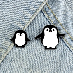 Cute Big and Small Penguins Ename Brooch Cartoon Animals Custom Pins Black and White Backpack Lapel Badge Jewelry Gifts for Kids