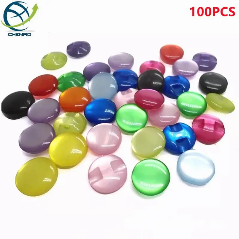 50Pcs/Lot 12.5mm Mixed Color Pearlescent Button, Dark Hole Shirt Round Button, DIY Manual Sewing Tools