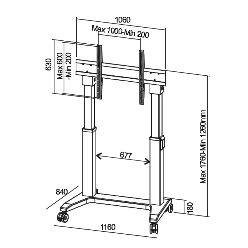 Motorized TV Floor Stand with Remote Control - Adjustable Height & Tilt for Flat Screen TVs - Universal Home Theater Mount view 3
