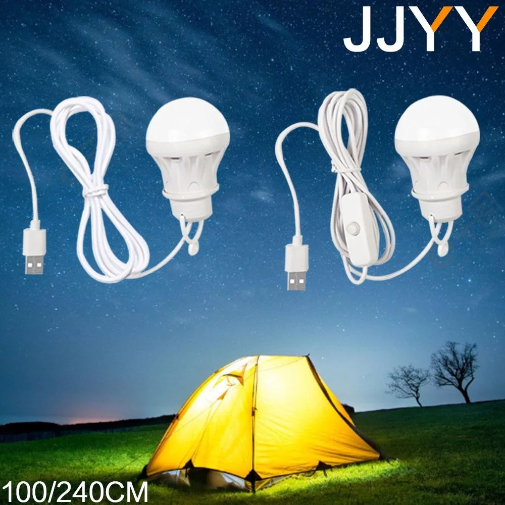 100/240CM Portable Lantern Camping Lights USB Bulb Power Bank Camping Equipment 5V LED USB for Tent Lanterns Camping Hiking Lamp