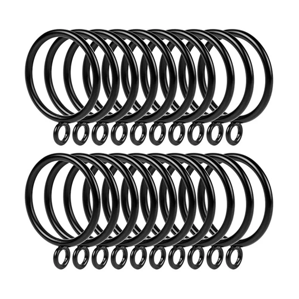 

20pcs Metal Curtain Ring 38Mm Inner Diameter Black Smooth Finish For Hanging Drapes Rods Home Decor Accessories