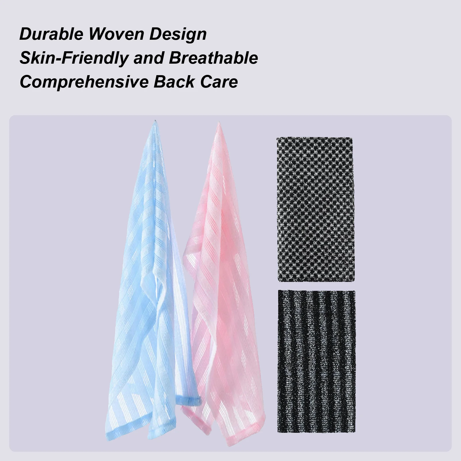 Shower Scrub Towel 4 Pieces Double-Sided Long Towel Back Scrubber For Shower For Skin Cleansing Personal Care Men Women Bath