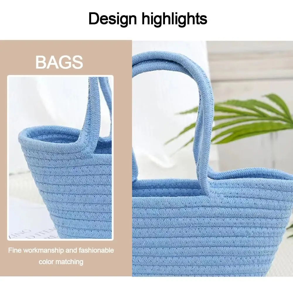 Cotton Weaving Cotton Woven Bag Envelope Wallet Shell Shape Handmade Shoulder Bags Summer Beach Bag Kid Children