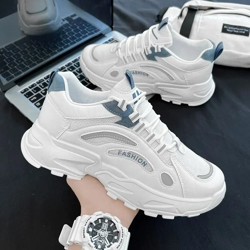 Men's Sneakers Fashion Casual Mesh Dad Shoes 2025 Spring New Lace Up Breathable Platform Running Shoes Tenis Masculino Shoes